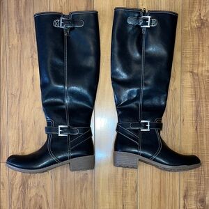 Black Over the Knee Boots with Buckles St John’s Bay size 6.5
